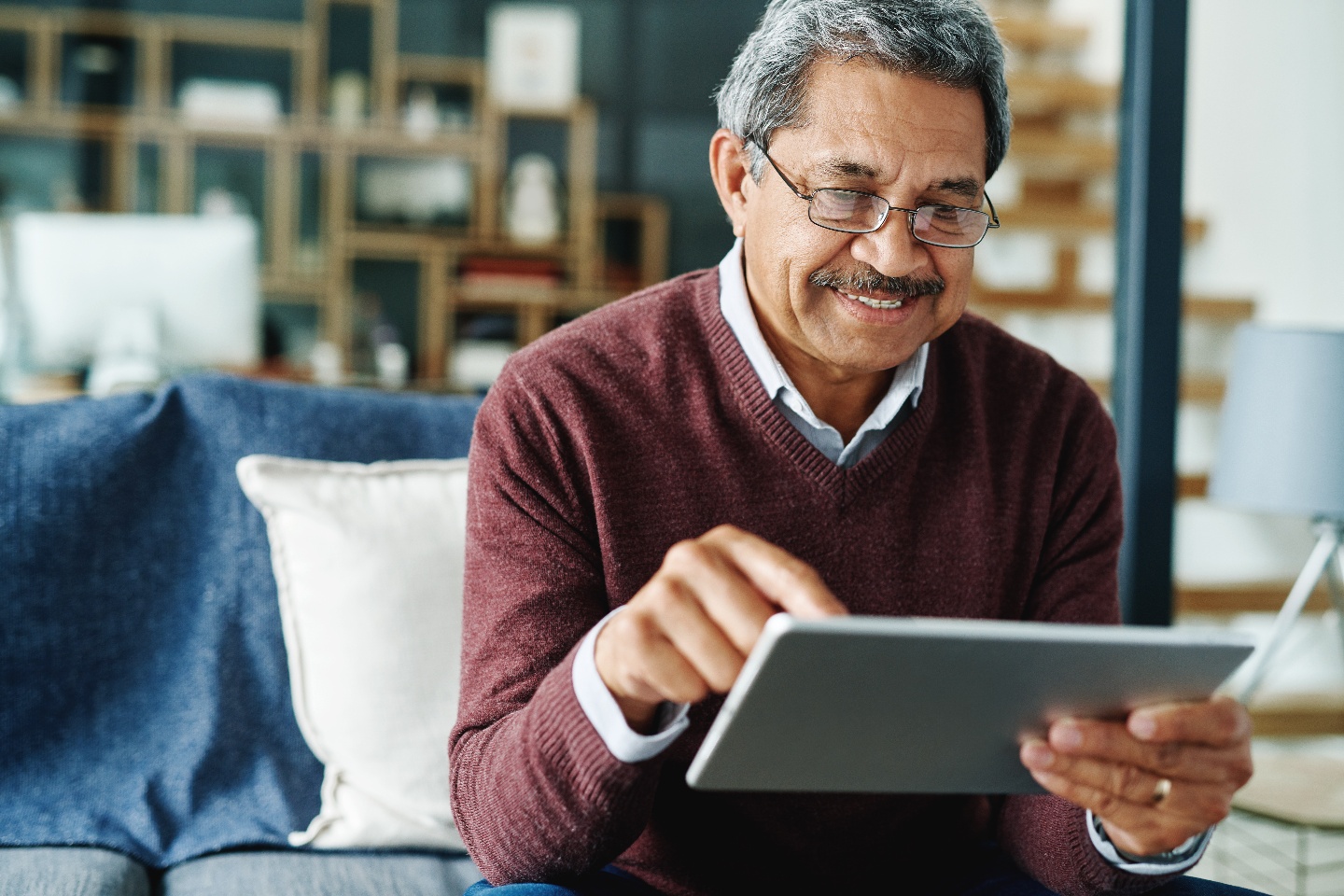 man using tablet