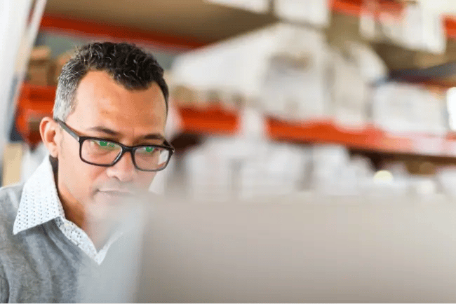 man staring at computer